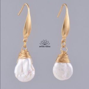 Natural Baroque Keshi Pearl Dangle Earrings